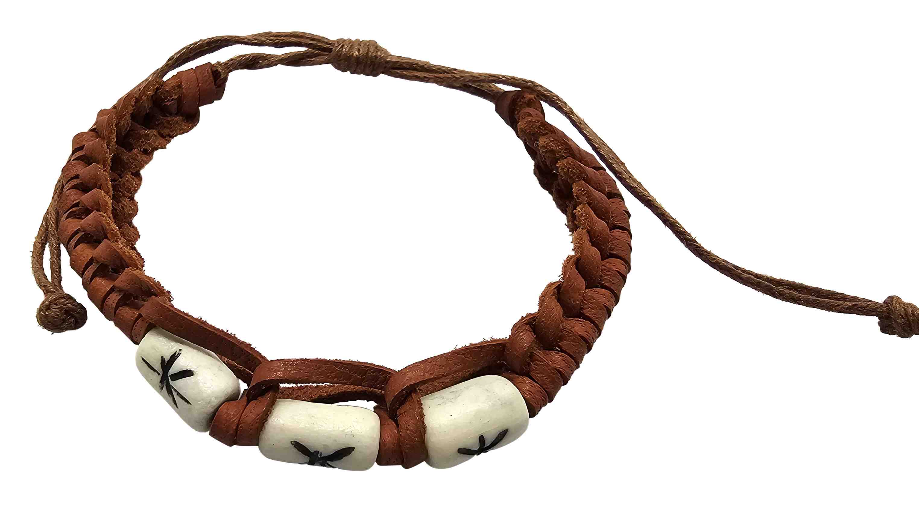 B670 Bracelet Leather with Bone Bead